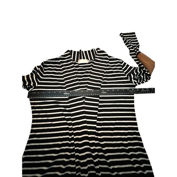 MERRY FUN BLACK STRIPED CARDIGAN WITH ELBOW PATCHES Size: SMALL - Picture 8 of 11